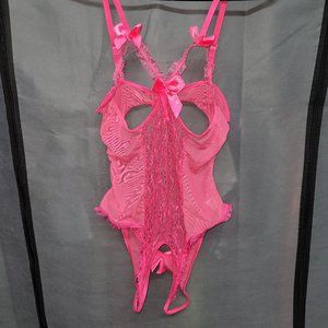 pink lingerie teddy size L